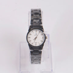 Womans Black Chain Watch with White Dial