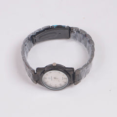 Womans Black Chain Watch with White Dial