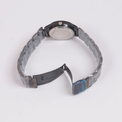 Womans Black Chain Watch with White Dial