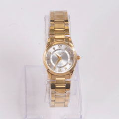 Womans Golden Chain Watch with Silver Dial