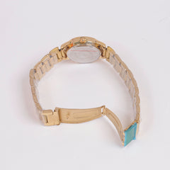 Womans Golden Chain Watch with Silver Dial
