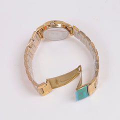 Womans Golden Chain Watch with Black Dial