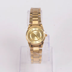 Womans Golden Chain Watch with Golden Dial