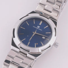 Silver Chain Mans Watch With Blue Dial