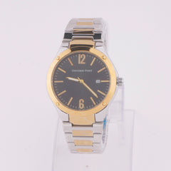 Two Tone Chain Mans Watch With Black Dial