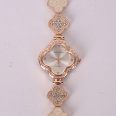 Two Tone Womans rosegold Chain Watch with white Dial