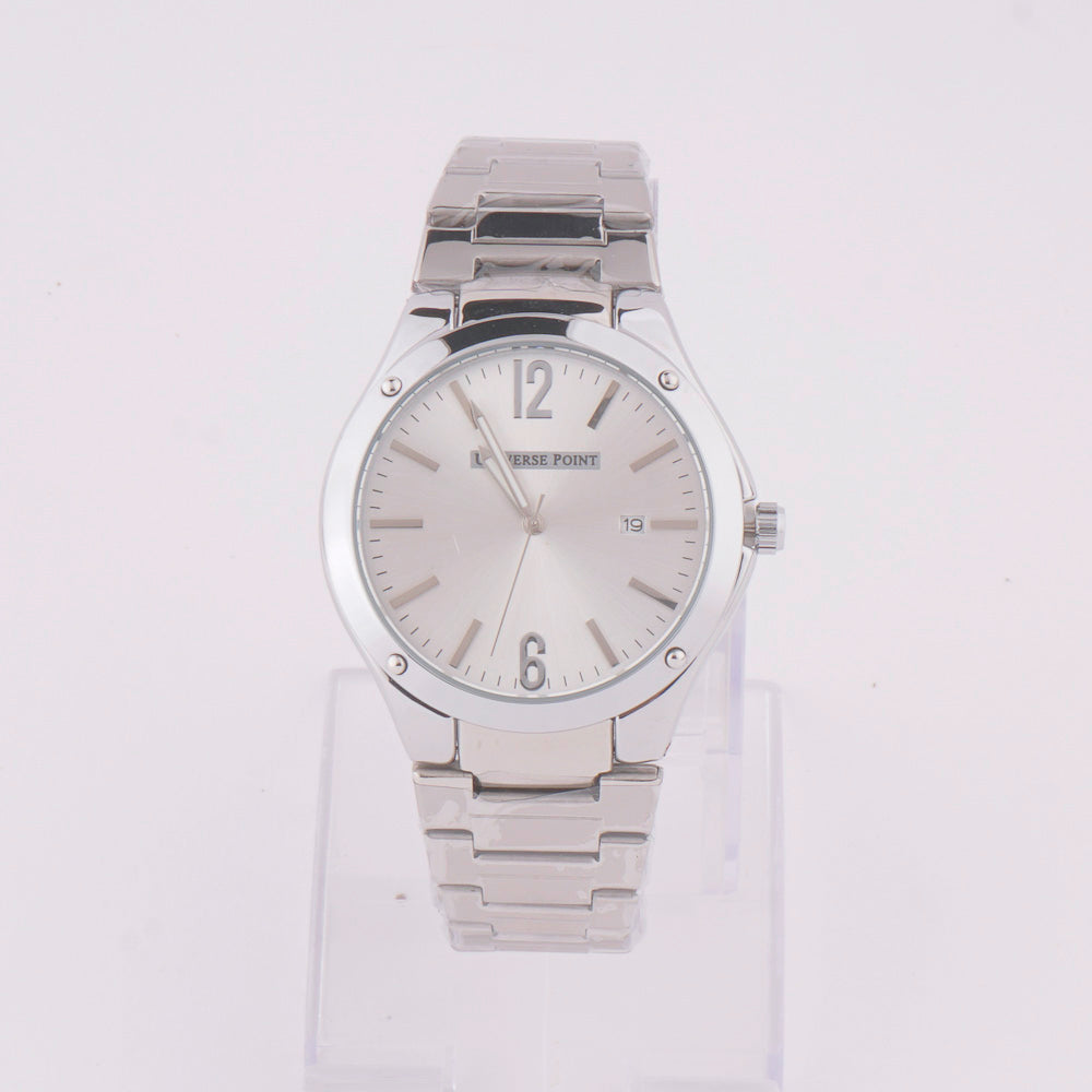 Silver Chain Mans Watch With White Dial