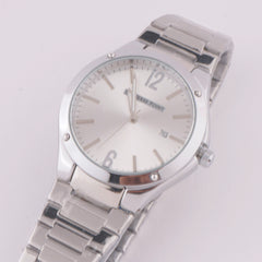 Silver Chain Mans Watch With White Dial