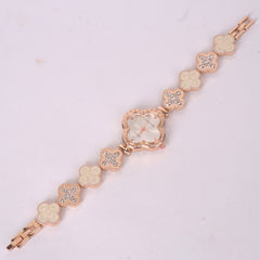 Two Tone Womans rosegold Chain Watch with white Dial
