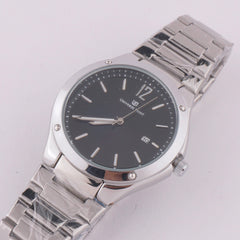 Silver Chain Mans Watch With Black Dial