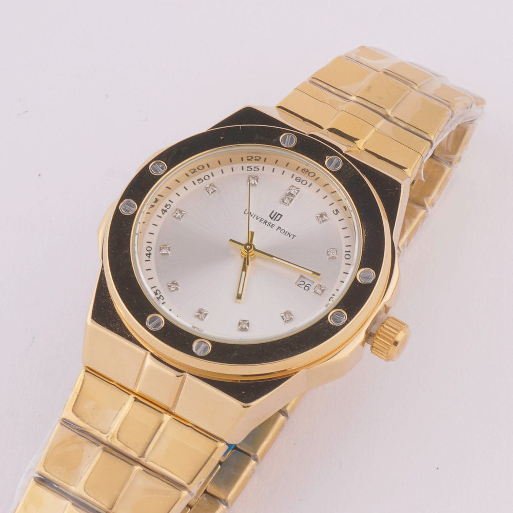 Golden Chain Mans Watch With White Dial