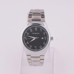 Silver Chain Mans Watch With Black Dial