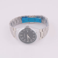 Silver Chain Mans Watch With Black Dial