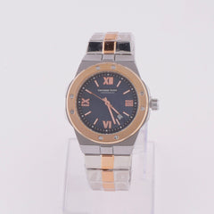 Two Tone Rosegold Chain Mans Watch With Blue Dial