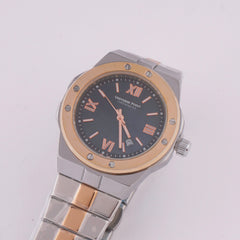 Two Tone Rosegold Chain Mans Watch With Blue Dial