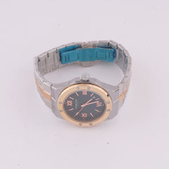 Two Tone Rosegold Chain Mans Watch With Blue Dial