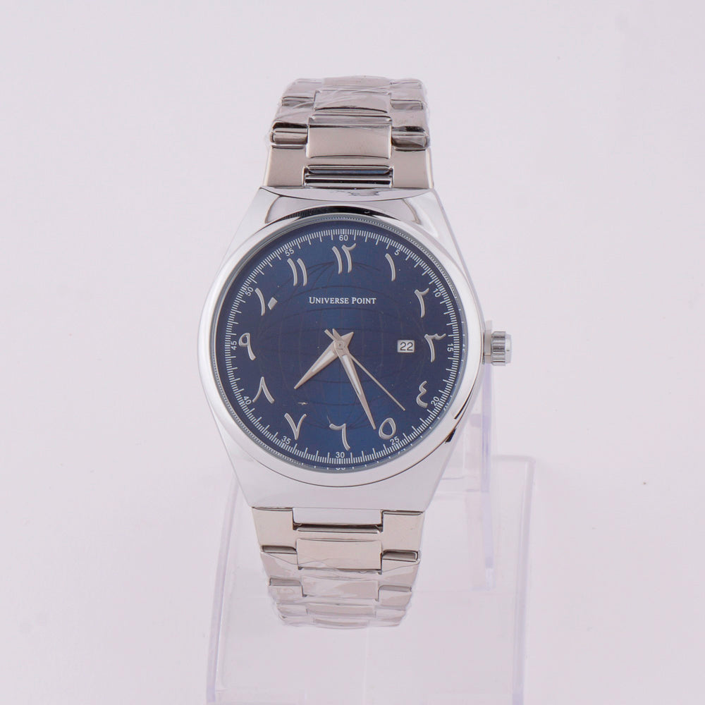 Silver Chain Mans Watch With Blue Dial