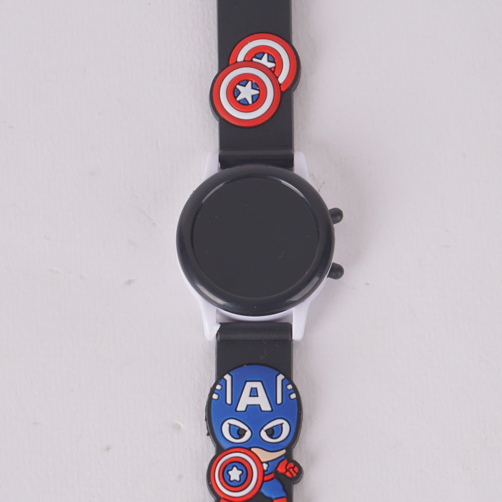 Kids Digital Character Watch Black Avnger