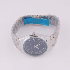 Silver Chain Mans Watch With Blue Dial