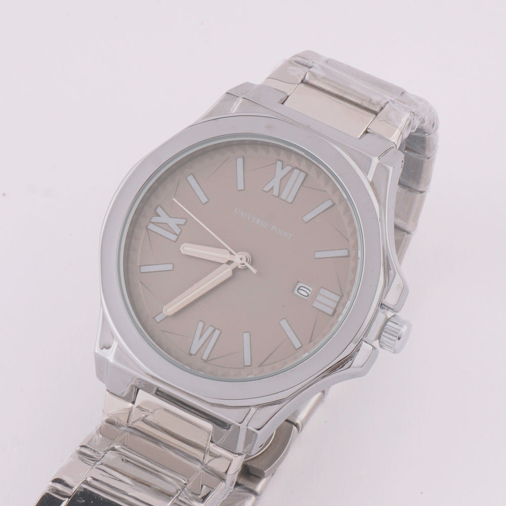 Silver Chain Mans Watch With Grey Dial