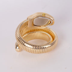 Womans Snake Watch Design Golden White