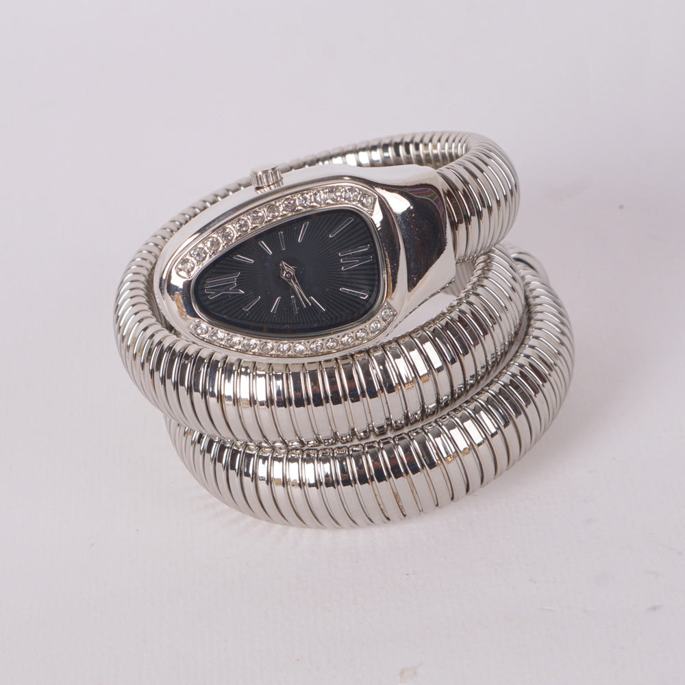 Womans Snake Watch Design Silver Black