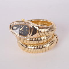 Womans Snake Watch Design Golden Black