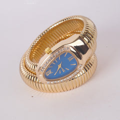 Womans Snake Watch Design Golden Blue