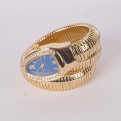 Womans Snake Watch Design Golden Blue
