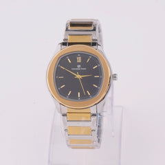 Two Tone Chain Mans Watch With Black Dial