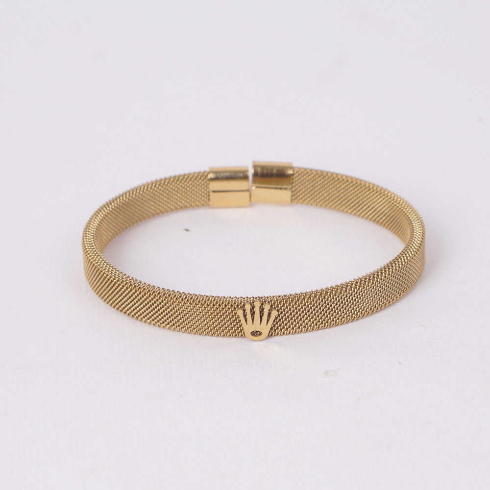 Gold Mesh Crown Bracelet