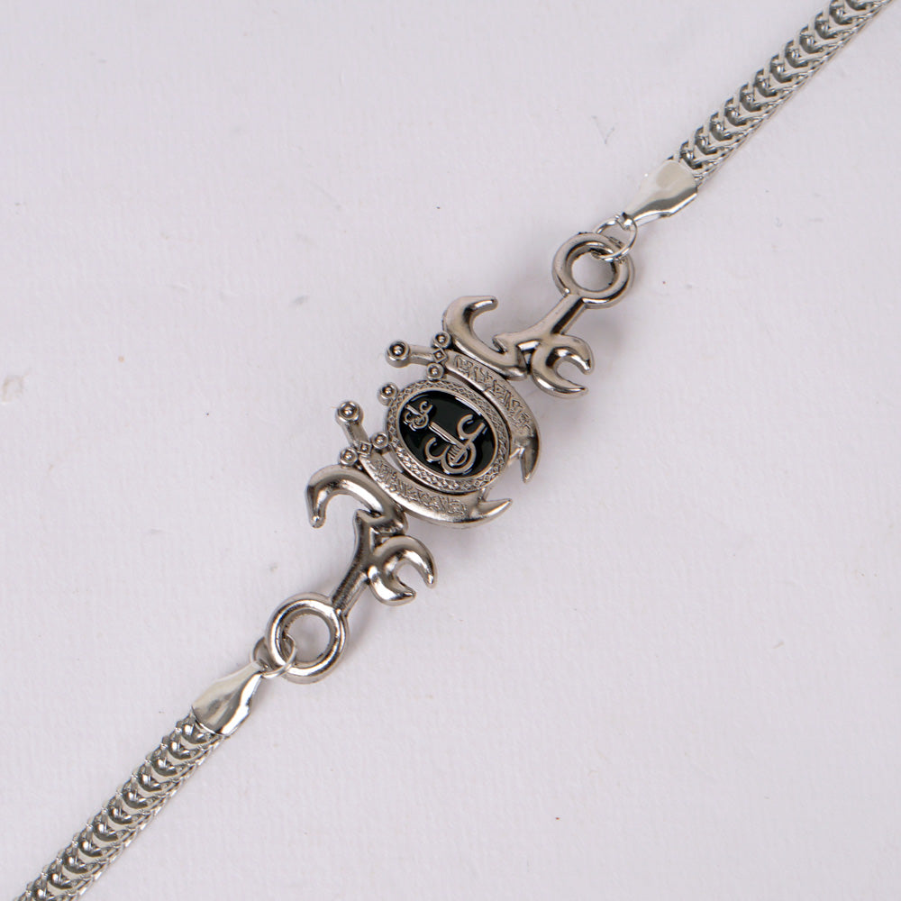 Elegant Silver-Tone Emblem Bracelet