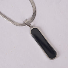 Silver-Tone Black Bar Pendant Necklace