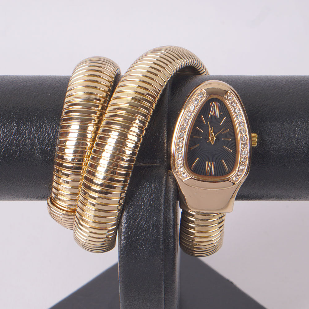 Womans Snake Watch Design Golden Black
