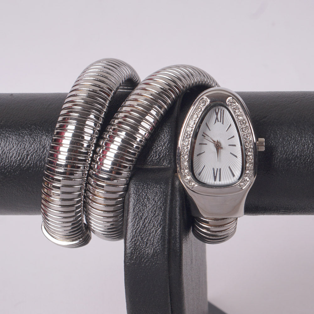 Womans Snake Watch Design Silver White