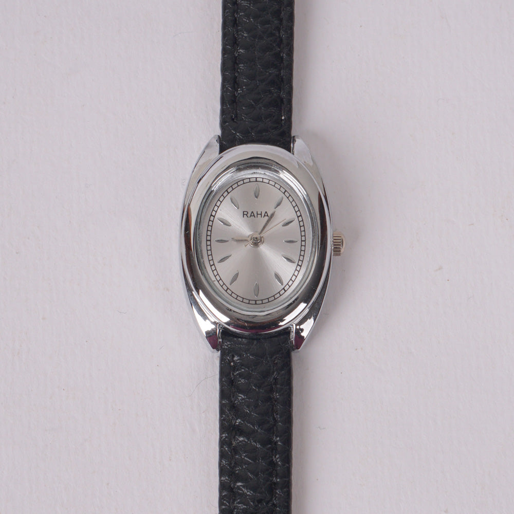Woman Silver Watch with Black Straps RAHA