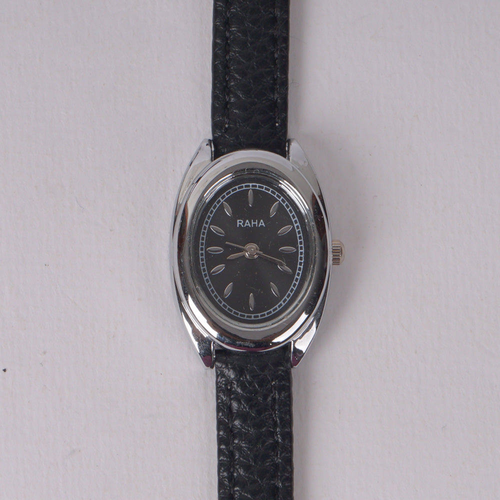 Woman Silver Black Watch with Black Straps RAHA