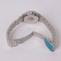 Woman's Silver Chain Watch with Black Dial DINUO 1