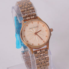 Woman's Rosegold Chain Watch with White Dial SP