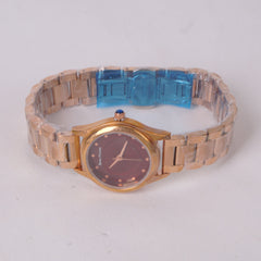 Woman's Rosegold Chain Watch with Maroon Dial SP