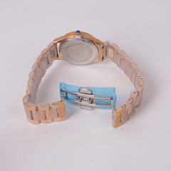 Woman's Rosegold Chain Watch with Maroon Dial SP