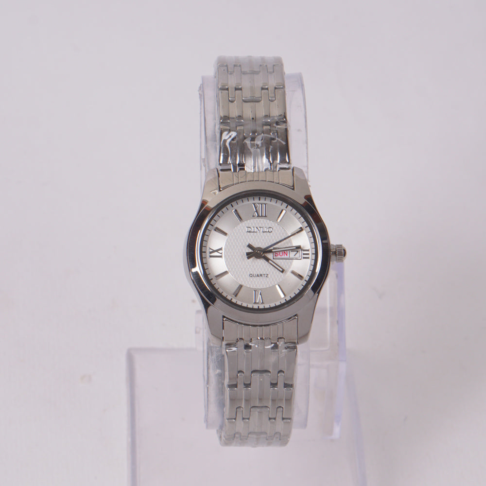 Woman's Silver Chain Watch with White Dial DINUO 1