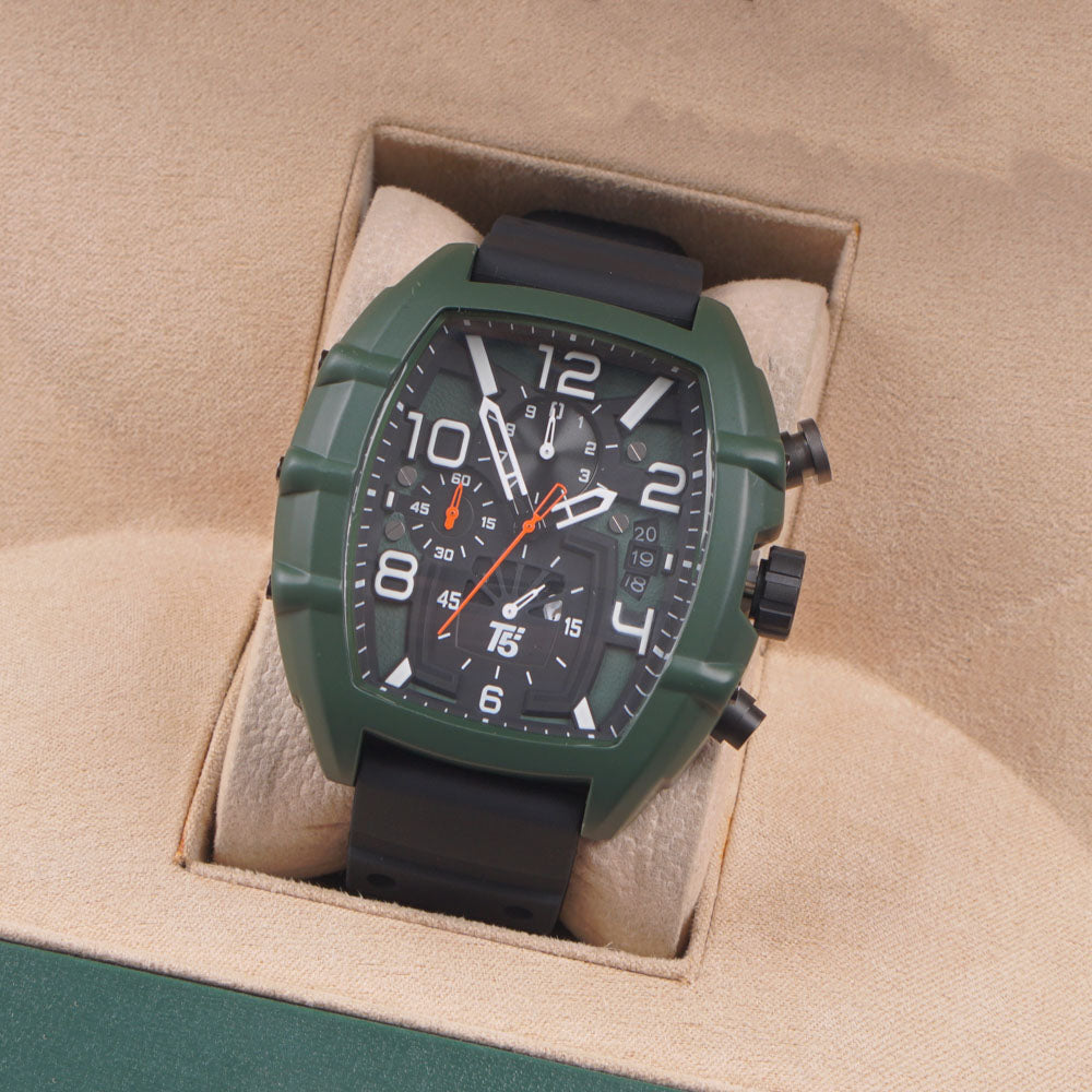 T5 Men’s Watch H3953G Green case block color – Stainless Steel Chronograph with Premium Finish