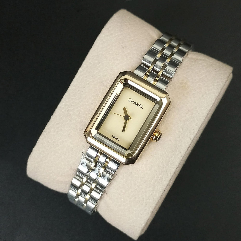 Two Tone Woman Chain Silver_Golden Wrist Watch Golden Dial