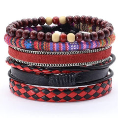 5Pcs set Handmade BD-1009S Weave Charm Wrap Bracelet