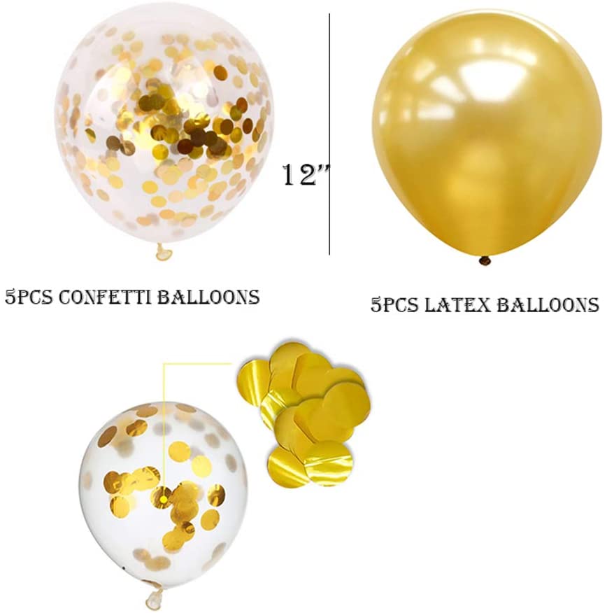 14 Pcs Party Decoration Golden Confetti Balloons Set