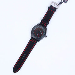 Black Leather Strap Black Dial 1234 Men's Wrist Watch