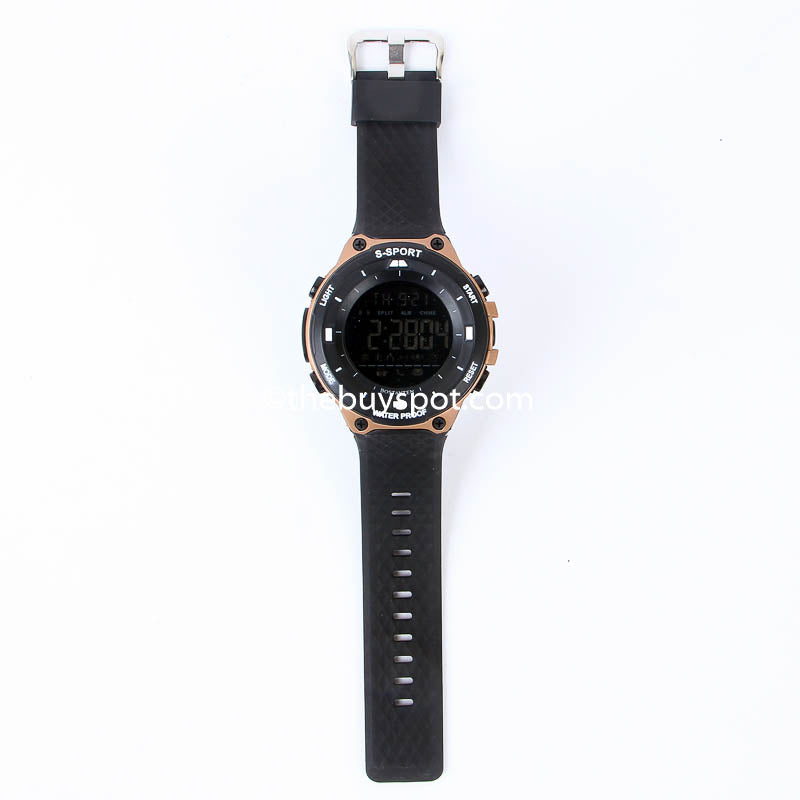 Black Rubber Sports 1308 Men's Wrist Watch