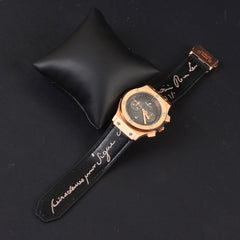 Black Strap Golden Dial 1348 Men's Wrist Watch