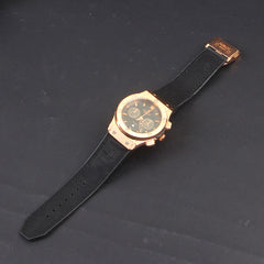 Black Strap Golden Dial 1352 Men's Wrist Watch